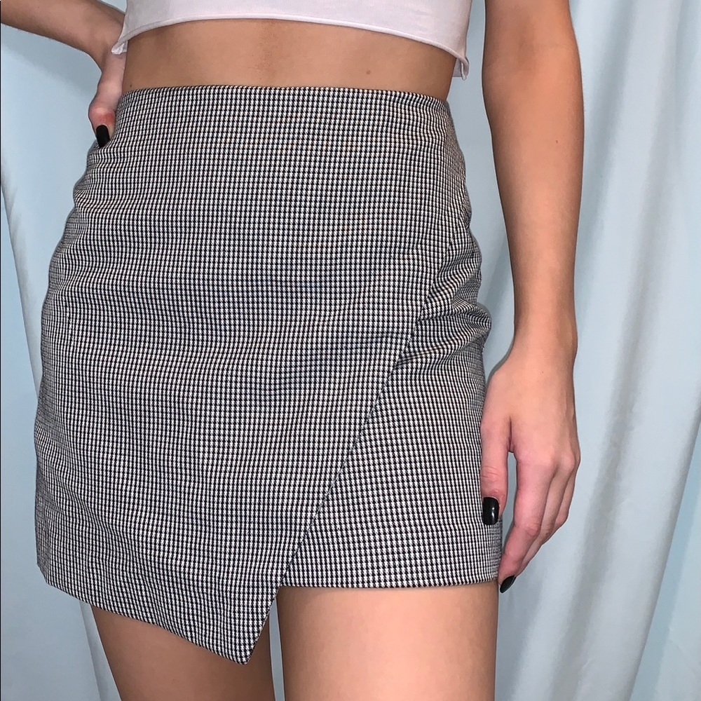 Black and White Checkered Layered Skirt